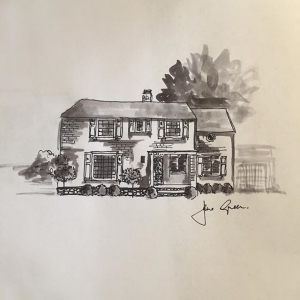 Executive decision made. Inkwash added to my sketch of Creaky Cottage. It will go in the cookbook if it's not too late.
